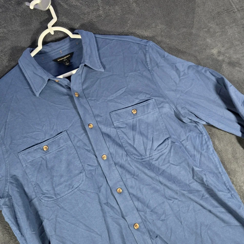 Banana Republic Slim Fit Shirt Long Sleeve Button Up Pockets Blue L